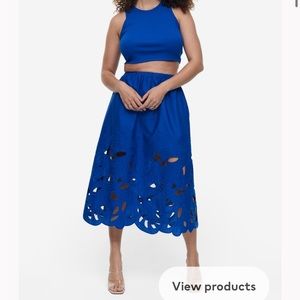 H&M embroidered midi skirt